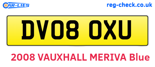 DV08OXU are the vehicle registration plates.