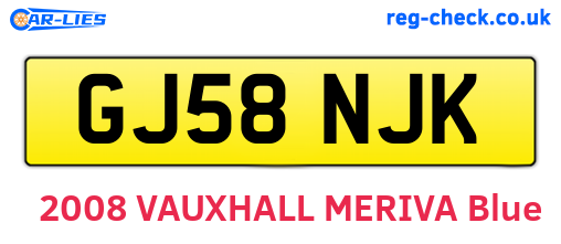GJ58NJK are the vehicle registration plates.