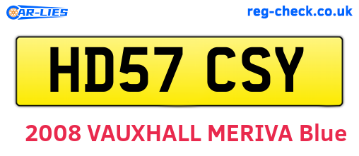 HD57CSY are the vehicle registration plates.