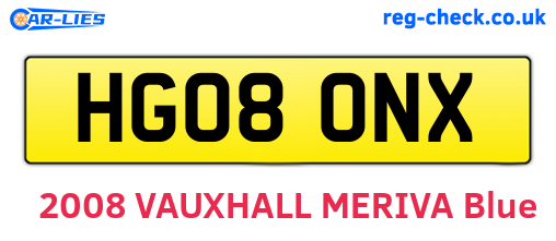 HG08ONX are the vehicle registration plates.