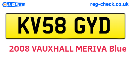 KV58GYD are the vehicle registration plates.