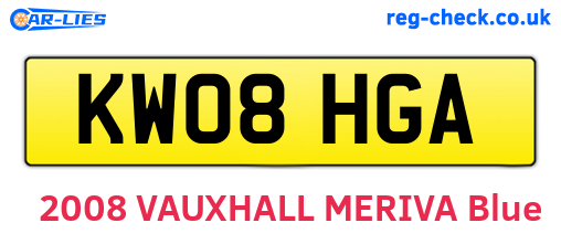 KW08HGA are the vehicle registration plates.
