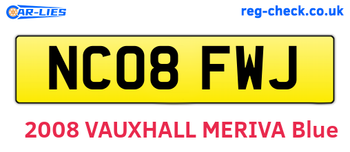 NC08FWJ are the vehicle registration plates.
