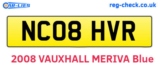 NC08HVR are the vehicle registration plates.