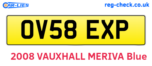 OV58EXP are the vehicle registration plates.