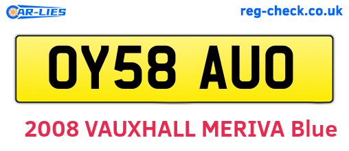 OY58AUO are the vehicle registration plates.