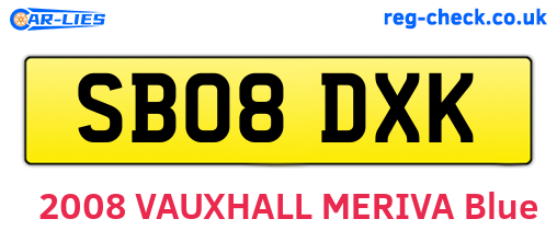 SB08DXK are the vehicle registration plates.
