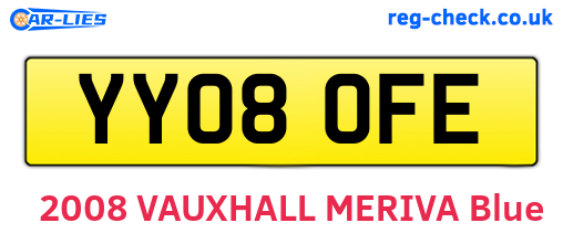 YY08OFE are the vehicle registration plates.