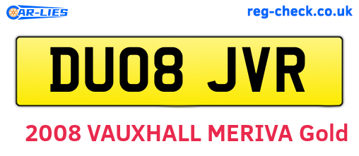 DU08JVR are the vehicle registration plates.