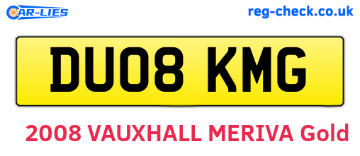 DU08KMG are the vehicle registration plates.