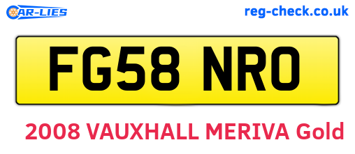FG58NRO are the vehicle registration plates.