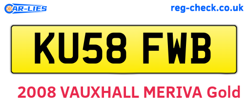 KU58FWB are the vehicle registration plates.