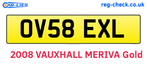 OV58EXL are the vehicle registration plates.