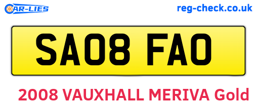 SA08FAO are the vehicle registration plates.