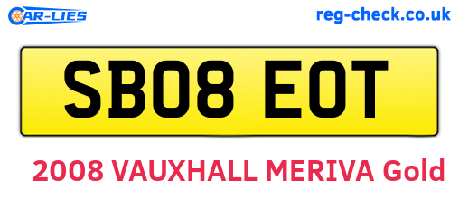 SB08EOT are the vehicle registration plates.