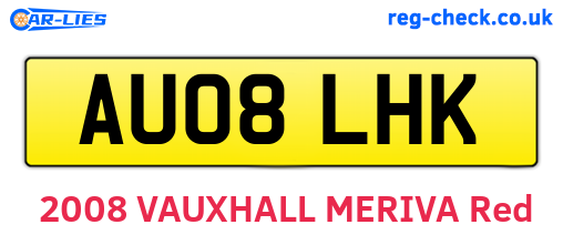 AU08LHK are the vehicle registration plates.
