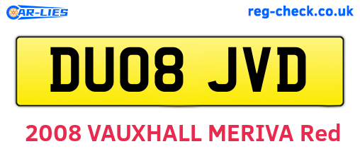 DU08JVD are the vehicle registration plates.