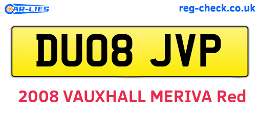 DU08JVP are the vehicle registration plates.