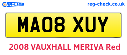 MA08XUY are the vehicle registration plates.