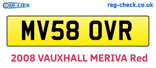 MV58OVR are the vehicle registration plates.