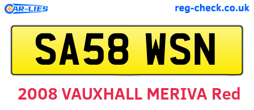 SA58WSN are the vehicle registration plates.