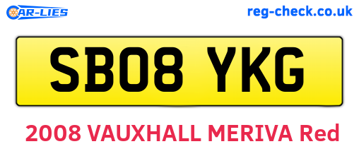 SB08YKG are the vehicle registration plates.