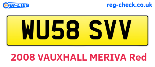 WU58SVV are the vehicle registration plates.