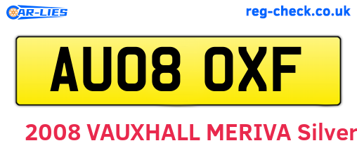 AU08OXF are the vehicle registration plates.