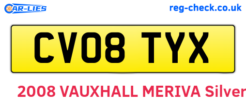 CV08TYX are the vehicle registration plates.