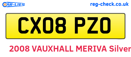 CX08PZO are the vehicle registration plates.