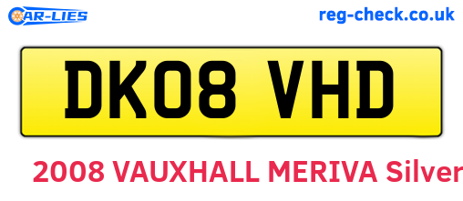 DK08VHD are the vehicle registration plates.