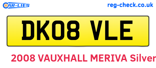 DK08VLE are the vehicle registration plates.