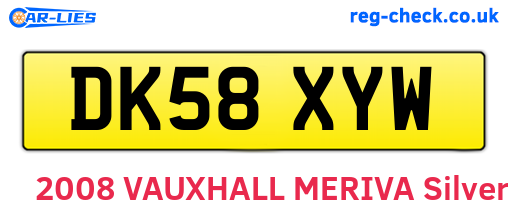 DK58XYW are the vehicle registration plates.