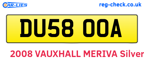 DU58OOA are the vehicle registration plates.