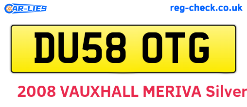 DU58OTG are the vehicle registration plates.