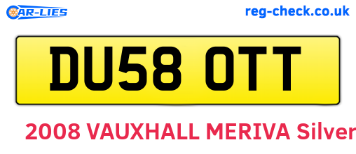 DU58OTT are the vehicle registration plates.