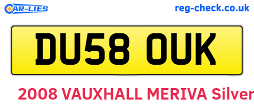 DU58OUK are the vehicle registration plates.