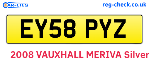 EY58PYZ are the vehicle registration plates.