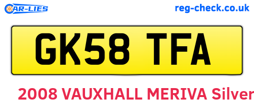 GK58TFA are the vehicle registration plates.