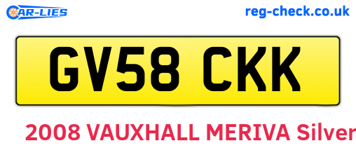 GV58CKK are the vehicle registration plates.