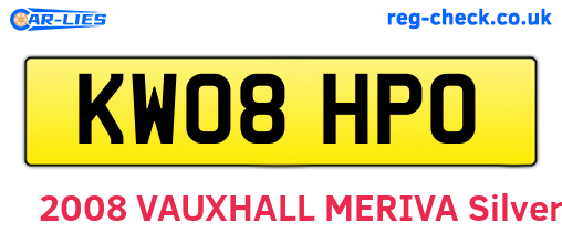 KW08HPO are the vehicle registration plates.