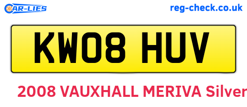 KW08HUV are the vehicle registration plates.