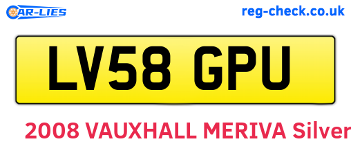 LV58GPU are the vehicle registration plates.