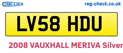 LV58HDU are the vehicle registration plates.