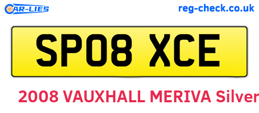 SP08XCE are the vehicle registration plates.