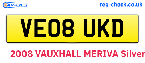 VE08UKD are the vehicle registration plates.