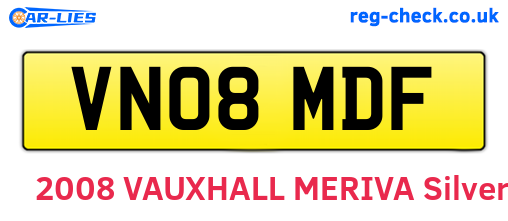 VN08MDF are the vehicle registration plates.