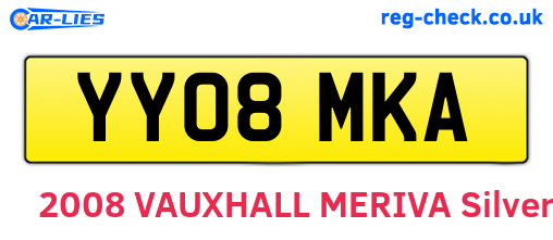 YY08MKA are the vehicle registration plates.