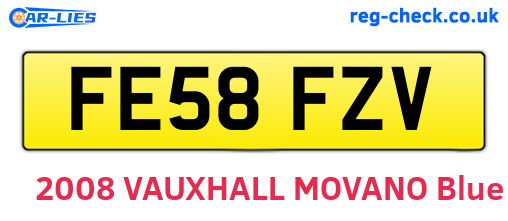 FE58FZV are the vehicle registration plates.