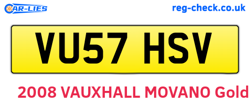 VU57HSV are the vehicle registration plates.